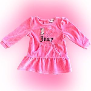 I ❤️ Juice pink velour dress tunic ruffle bottom size 3-6M